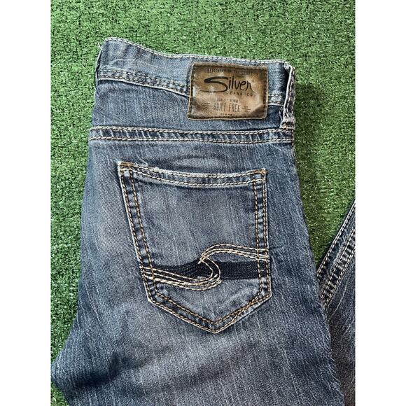 Silver ZAC Y2K Distressed Relaxed Fit Straight Leg Jeans mens 30x31 - Picture 2 of 12